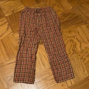 Boys orange,brown, and tan pajama shorts.